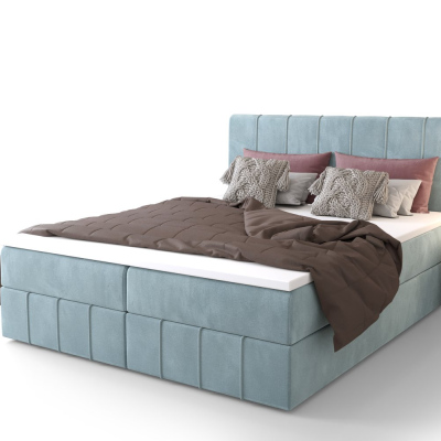 Boxspringová postel MADLEN - 140x200, světle modrá