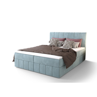 Boxspringová postel MADLEN - 140x200, světle modrá