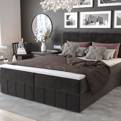 Boxspringová postel MADLEN - 180x200, tmavě šedá