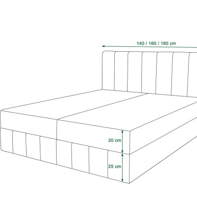Boxspringová postel MADLEN - 140x200, tmavě hnědá