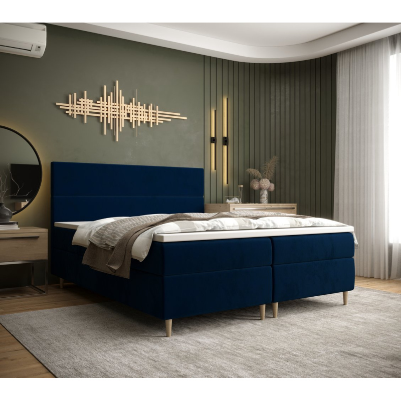 Kontinentální manželská postel ANGELES - 140x200, tmavě modrá