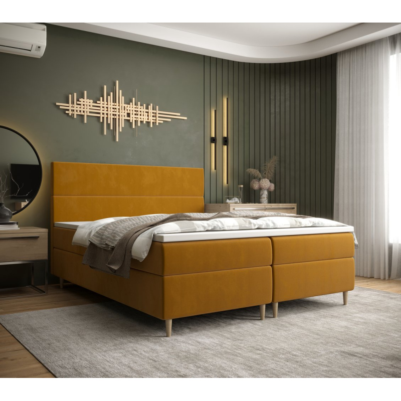 Kontinentální manželská postel ANGELES - 140x200, žlutá