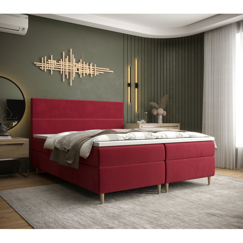 Kontinentální manželská postel ANGELES - 140x200, červená