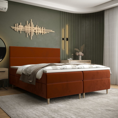 Kontinentální manželská postel ANGELES - 160x200, oranžová