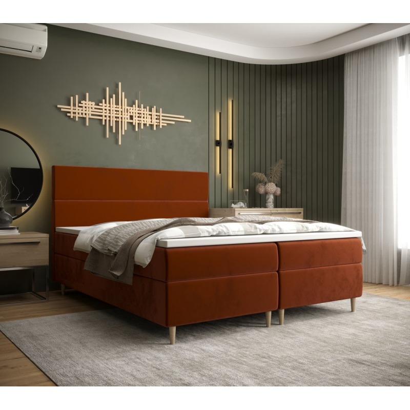 Kontinentální manželská postel ANGELES - 160x200, oranžová