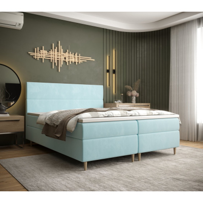 Kontinentální manželská postel ANGELES - 160x200, světle modrá