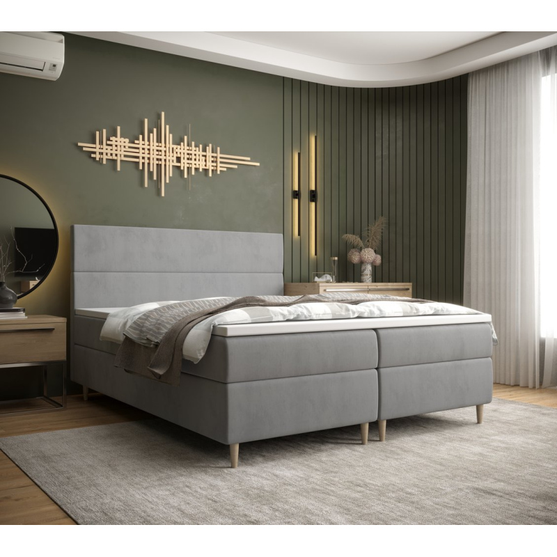 Kontinentální manželská postel ANGELES - 160x200, světle šedá