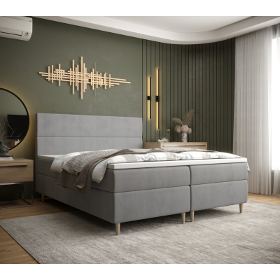 Kontinentální manželská postel ANGELES - 160x200, světle šedá