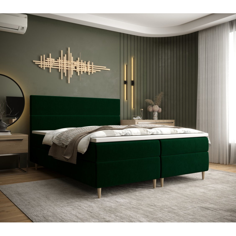 Kontinentální manželská postel ANGELES - 180x200, tmavě zelená
