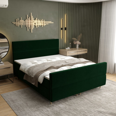 Kontinentální manželská postel ANGELES PLUS - 160x200, tmavě zelená