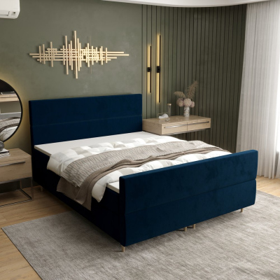 Kontinentální manželská postel ANGELES PLUS - 160x200, tmavě modrá