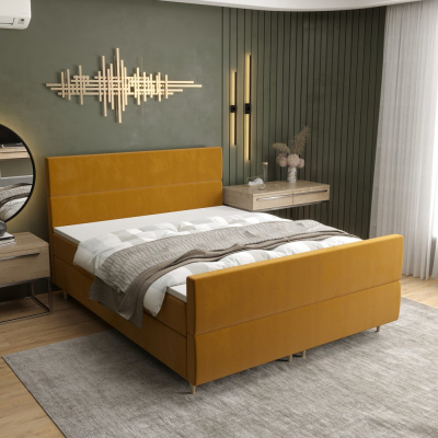 Kontinentální manželská postel ANGELES PLUS - 160x200, žlutá