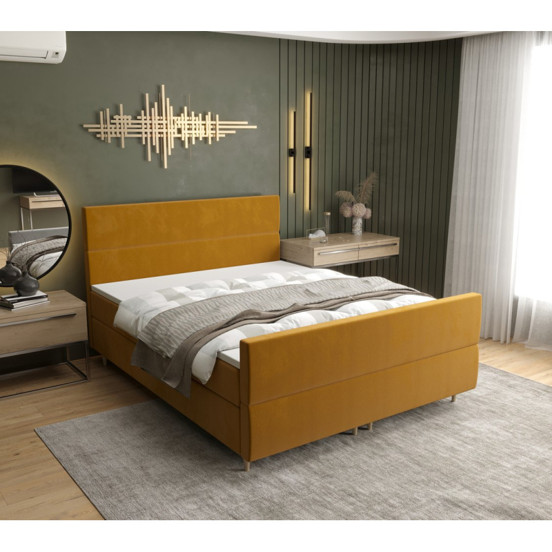 Kontinentální manželská postel ANGELES PLUS - 160x200, žlutá
