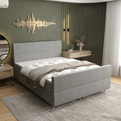 Kontinentální manželská postel ANGELES PLUS - 160x200, světle šedá