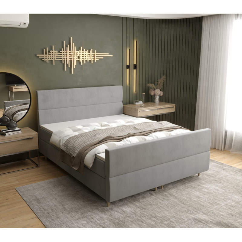 Kontinentální manželská postel ANGELES PLUS - 180x200, světle šedá