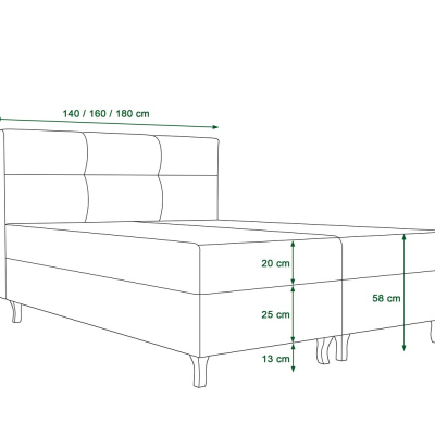 Americká postel s vysokým čelem DORINA - 140x200, zelená