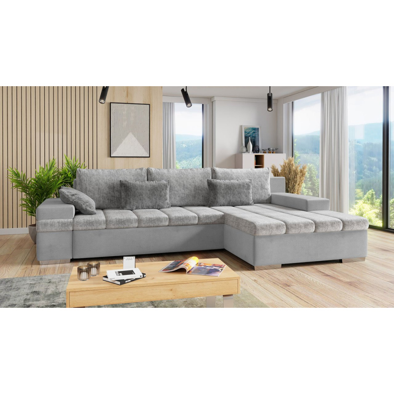 Rohová rozkládací sedačka ZELMA - šedá, pravý roh