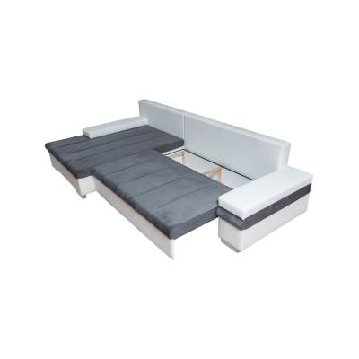 Rohová rozkládací sedačka ZELMA - modrá / šedá, levý roh