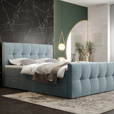Elegantní manželská postel ELIONE - 140x200, světle modrá