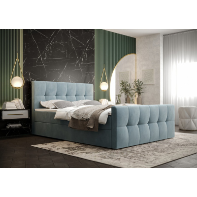 Elegantní manželská postel ELIONE - 140x200, světle modrá