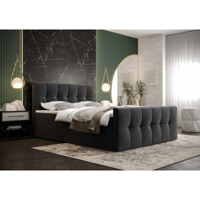 Elegantní manželská postel ELIONE - 140x200, tmavě šedá