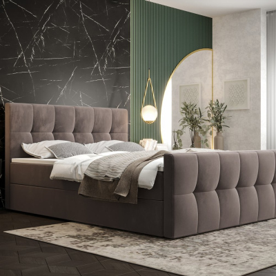 Elegantní manželská postel ELIONE - 160x200, tmavě hnědá