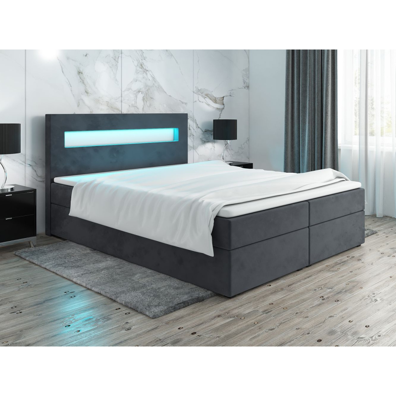 Čalouněná postel s osvětlením LILLIANA 3 - 180x200, šedá