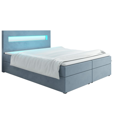 Čalouněná postel s osvětlením LILLIANA 3 - 180x200, modrá