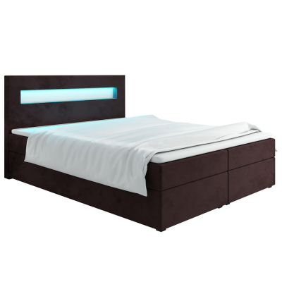 Čalouněná postel s osvětlením LILLIANA 3 - 180x200, hnědá