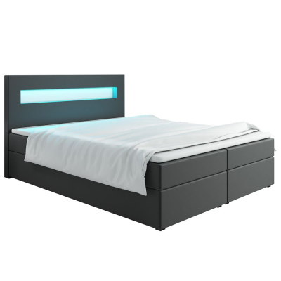 Čalouněná postel s osvětlením LILLIANA 3 - 160x200, šedá eko kůže