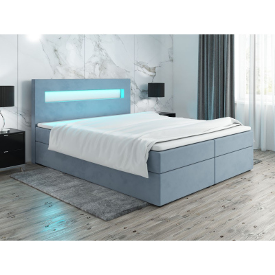 Čalouněná postel s osvětlením LILLIANA 3 - 160x200, modrá