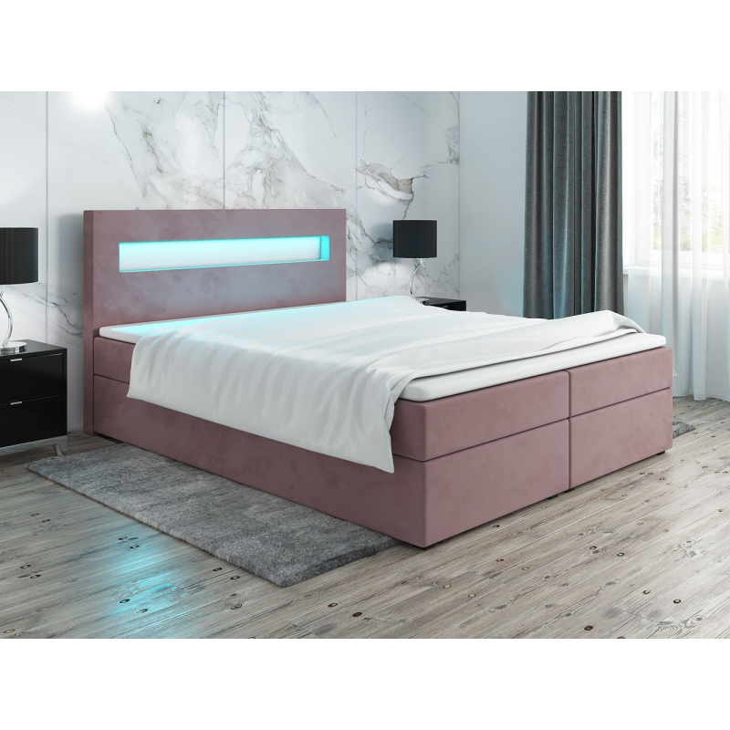 Čalouněná postel s osvětlením LILLIANA 3 - 160x200, růžová