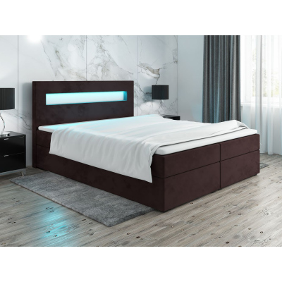 Čalouněná postel s osvětlením LILLIANA 3 - 160x200, hnědá