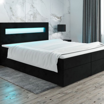 Čalouněná postel s osvětlením LILLIANA 3 - 140x200, černá