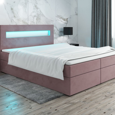 Čalouněná postel s osvětlením LILLIANA 3 - 140x200, růžová