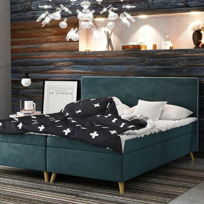 Čalouněná postel BLAIRE - 140x200, modrozelená