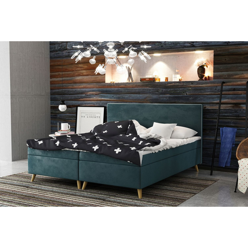 Čalouněná postel BLAIRE - 140x200, modrozelená