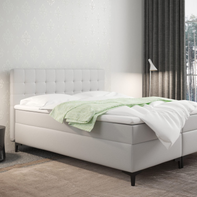 Americká postel s úložným prostorem DAJANA - 140x200, bílá eko kůže