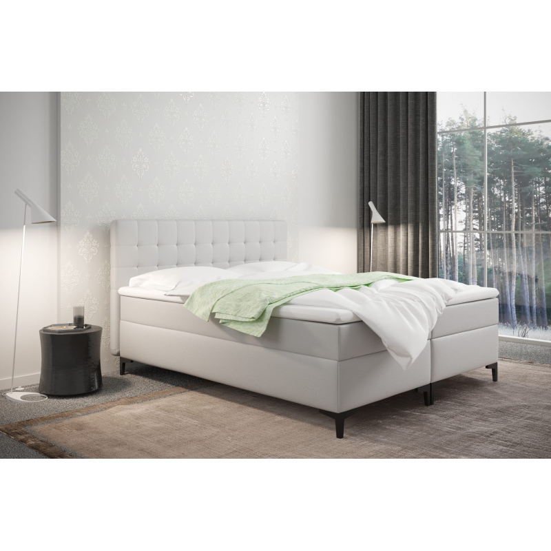 Americká postel s úložným prostorem DAJANA - 120x200, bílá eko kůže