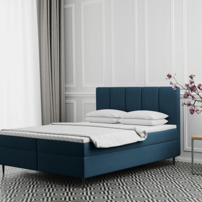 Čalouněná postel na vysokých nožičkách ALISSA - 200x200, modrá
