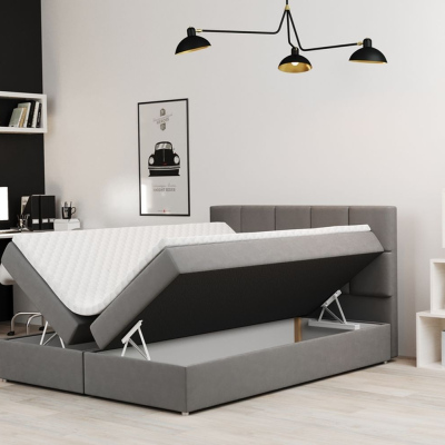 Čalouněná postel s úložným prostorem MAGDALA - 200x200, šedá