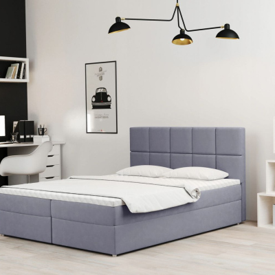 Čalouněná postel s úložným prostorem MAGDALA - 200x200, modrá