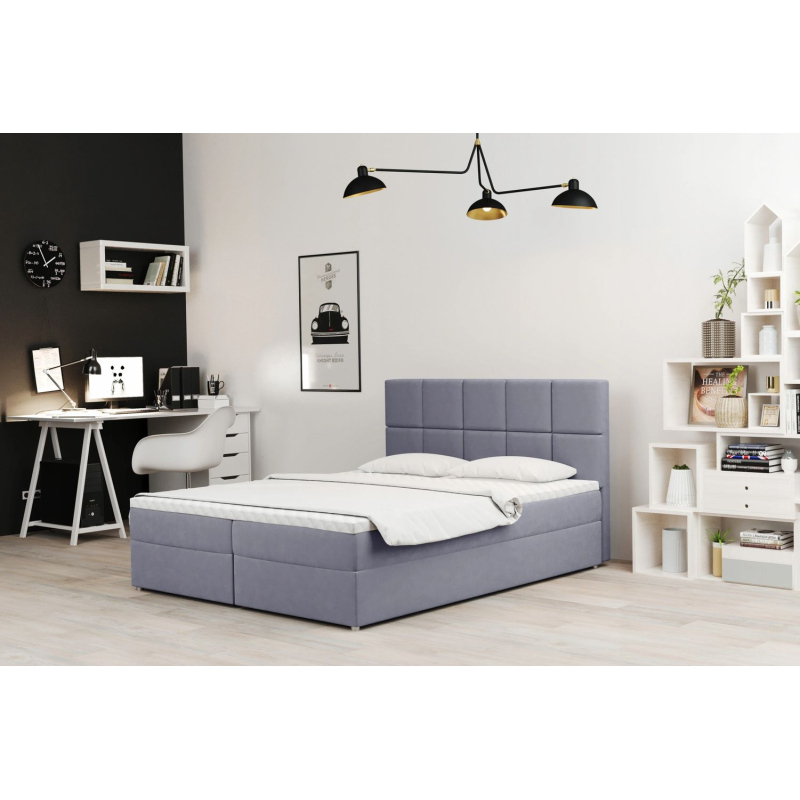 Čalouněná postel s úložným prostorem MAGDALA - 200x200, modrá