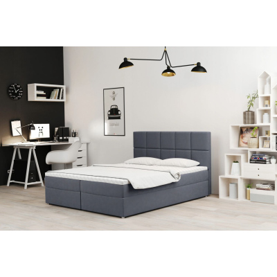 Čalouněná postel s úložným prostorem MAGDALA - 160x200, šedá
