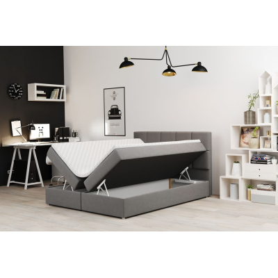 Čalouněná postel s úložným prostorem MAGDALA - 160x200, šedá