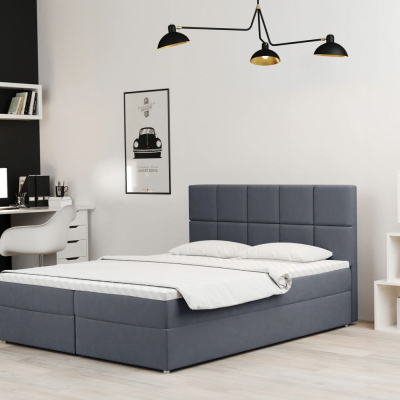 Čalouněná postel s úložným prostorem MAGDALA - 140x200, šedá