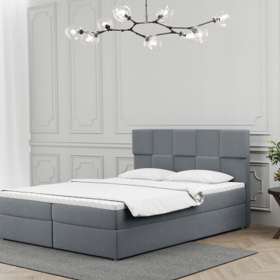 Boxpringová postel ALEXIA - 200x200, šedá