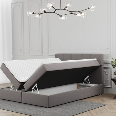 Boxpringová postel ALEXIA - 180x200, šedá