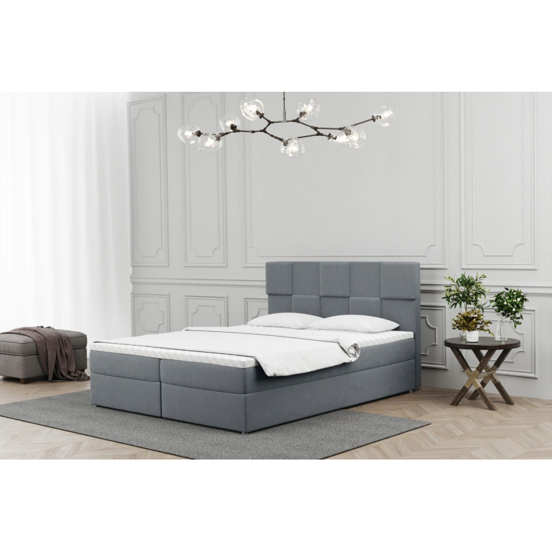 Boxpringová postel ALEXIA - 140x200, šedá