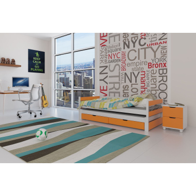 Postel s přistýlkou MARGARITA - 90x200, bílá / oranžová